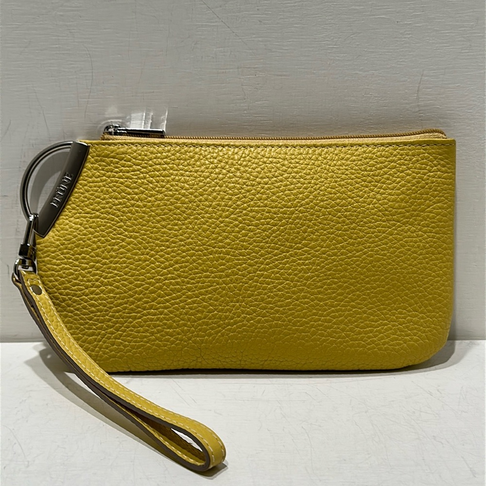 PRUNE Yellow Pebbled Leather Wristlet Wallet